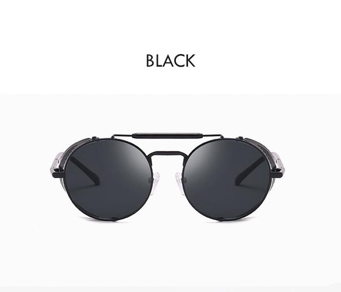 Unisex Vintage Steampunk Sunglasses with Side shade - Black - Zoom Image 2