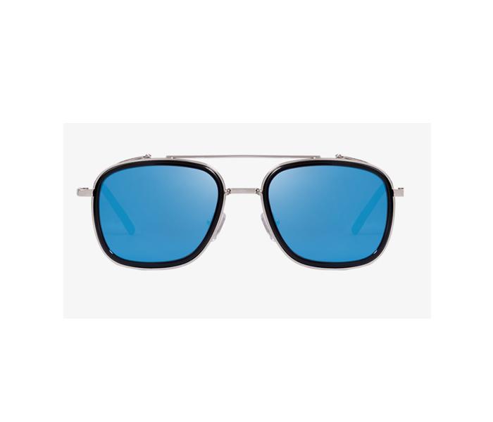 Unisex Square Design Steam Punk Metal Shields Sunglasses - Silver/Blue - Zoom Image 1