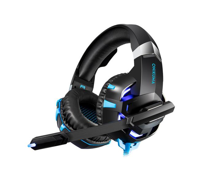 Onikuma K2 PRO Stereo Gaming Headset with Mic, Controls and LED light, PC, PS4, Xbox and - Black & Blue - Zoom Image 5