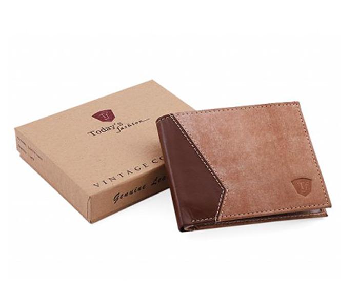 Today&#039;s Fashion Beige Leather Wallet for Men - TF 212 BG - Zoom Image 1