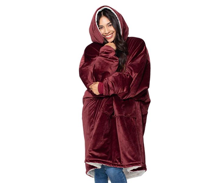 ULTRA PLUSH BLANKET HOODIE - Burgundy - Zoom Image 2