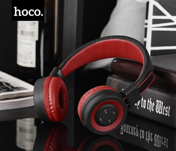 Hoco W16 Headphones with Wireless and Wired Adjustable Head Beam - Red - Zoom Image 1