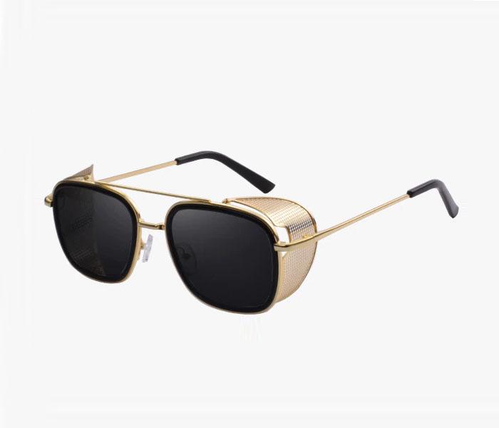 Unisex Square Design Steam Punk Metal Shields Sunglasses - Gold /Grey - Zoom Image 2