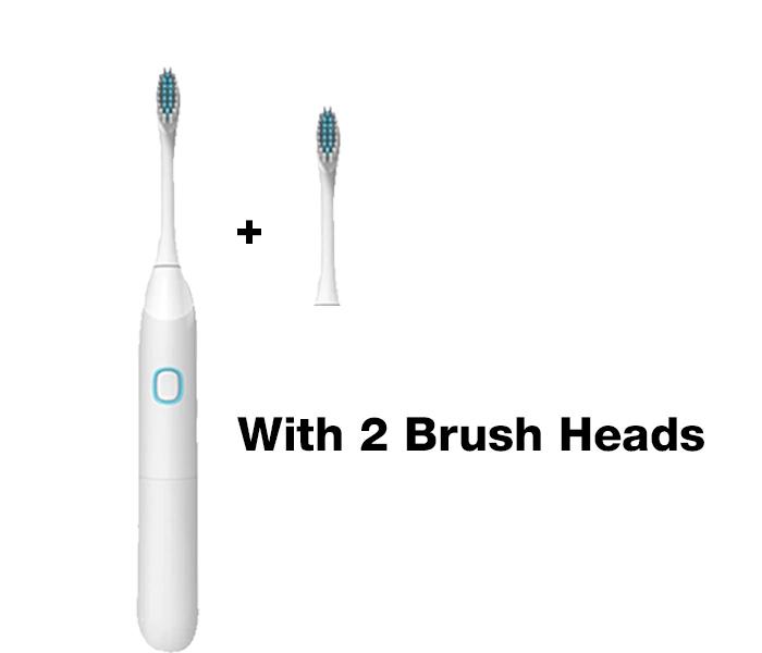 Oral Hygiene Electric Toothbrush Battery Operated With 2 Brush Heads - White - Zoom Image 2