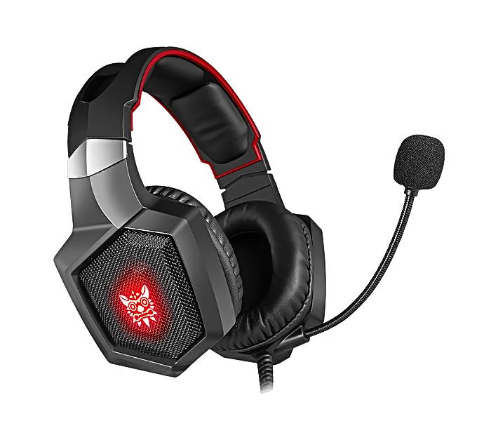 Onikuma K8 Gaming Stereo Headphone with Retractable Microphone Noise Canceling, RGB LED Lighting - Black & Red - Zoom Image 2