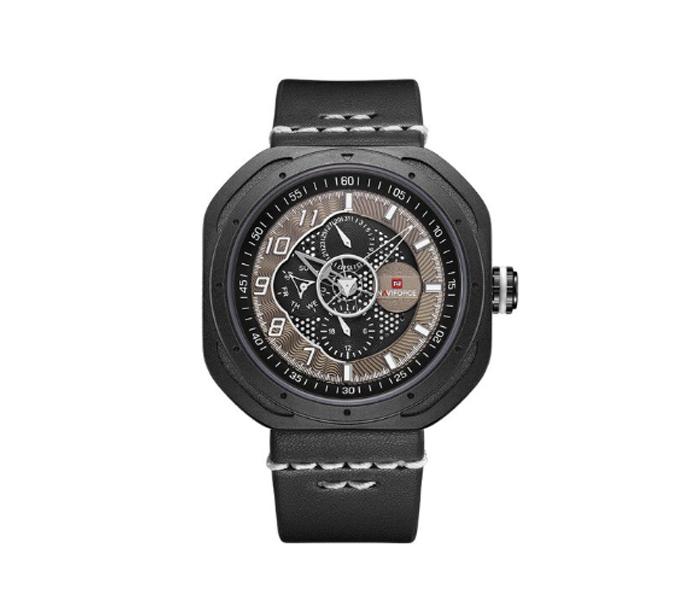 Naviforce 9141 Luxury Quartz Wristwatches Round Sport Watch For Men - Black - Zoom Image