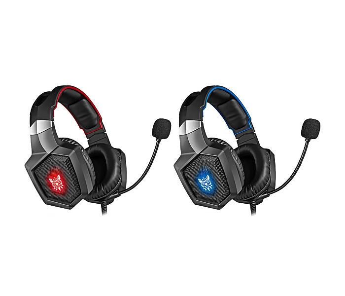 Onikuma K8 Gaming Stereo Headphone with Retractable Microphone Noise Canceling, RGB LED Lighting - Black & Blue - Zoom Image 2