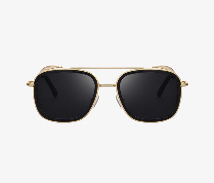 Unisex Square Design Steam Punk Metal Shields Sunglasses - Gold /Grey - Zoom Image 1