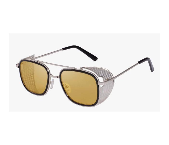 Unisex Square Design Steam Punk Metal Shields Sunglasses - Silver/Yellow - Zoom Image 2