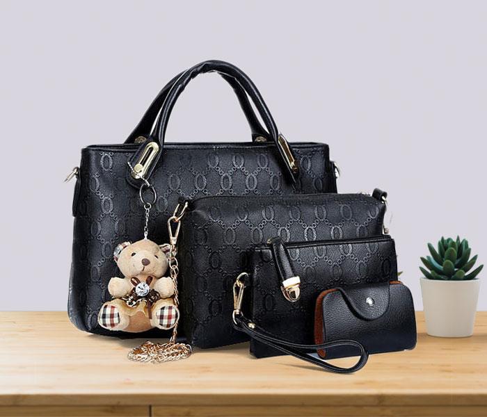 Ladies Luxury Bag 4 pcs Set with Bear JA063 - Black - Zoom Image 2