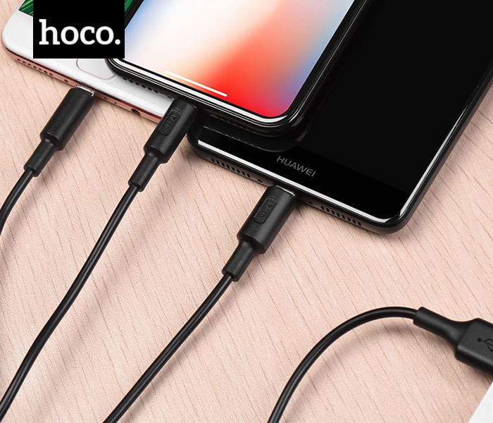 Hoco X25 Cable USB to Lightning Micro-USB Type-C 3 in 1 Charging Cable - Black - Zoom Image 1