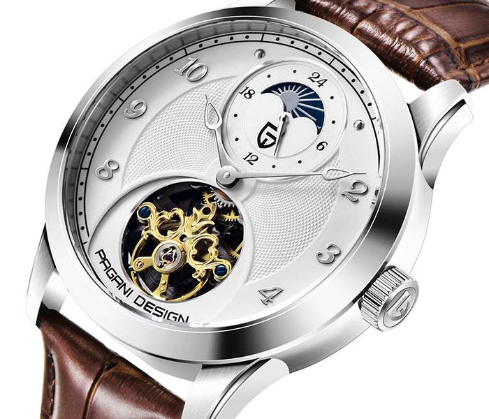 Pagani Design 1650 Automatic Watch For Men - Brown and Silver - Zoom Image 2