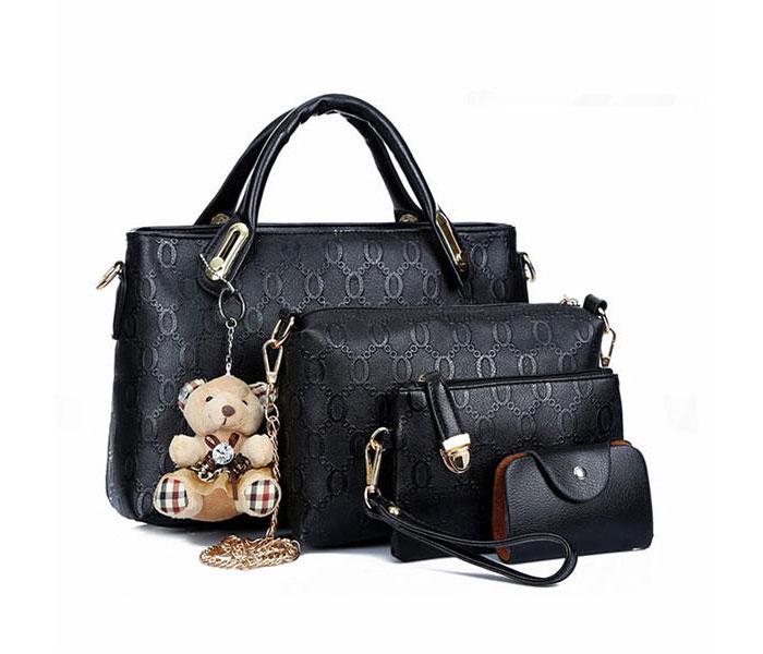 Ladies Luxury Bag 4 pcs Set with Bear JA063 - Black - Zoom Image 1