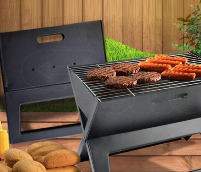 Portable Foldable Notebook Mini Charcoal BBQ Grill - Black - Zoom Image 1