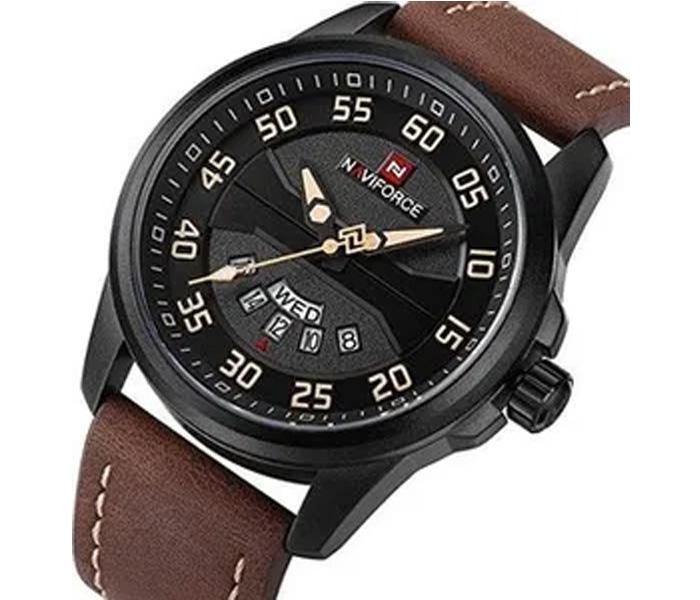 NaviForce 9124 Sport Leather Wrist Quartz Watch For Men - Brown - Zoom Image 1