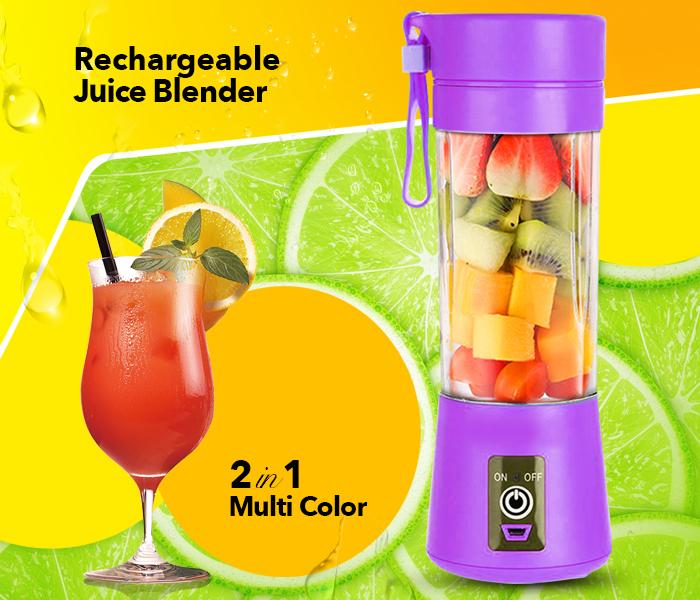 Portable Rechargeable 4B Juice Blender with 4 Stainless Steel Blade - Purple - Zoom Image 2