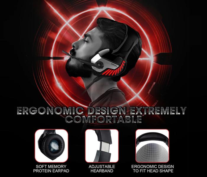 Onikuma K5 PRO Gaming Headphone with Mic - Black & Red - Zoom Image 2