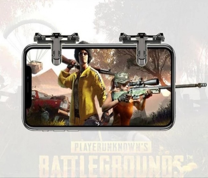 1 Pair PUBG Mobile Game Controller with Metal Trigger - Black - Zoom Image 1