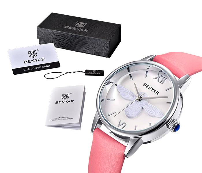 Benyar 5118 Ladies Quartz Watches Water Resistant Pink And White - Zoom Image 3