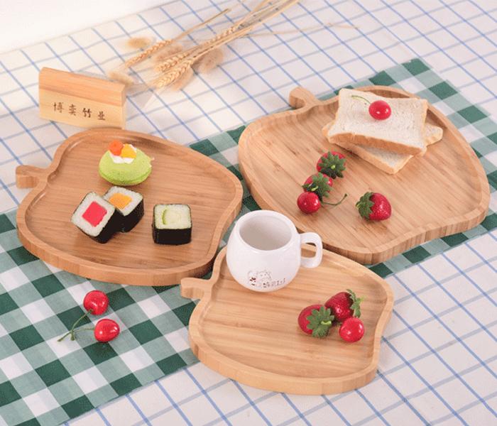 APPLE SHAPE WOODEN HANDLE TRAY - WOODEN - Zoom Image 1