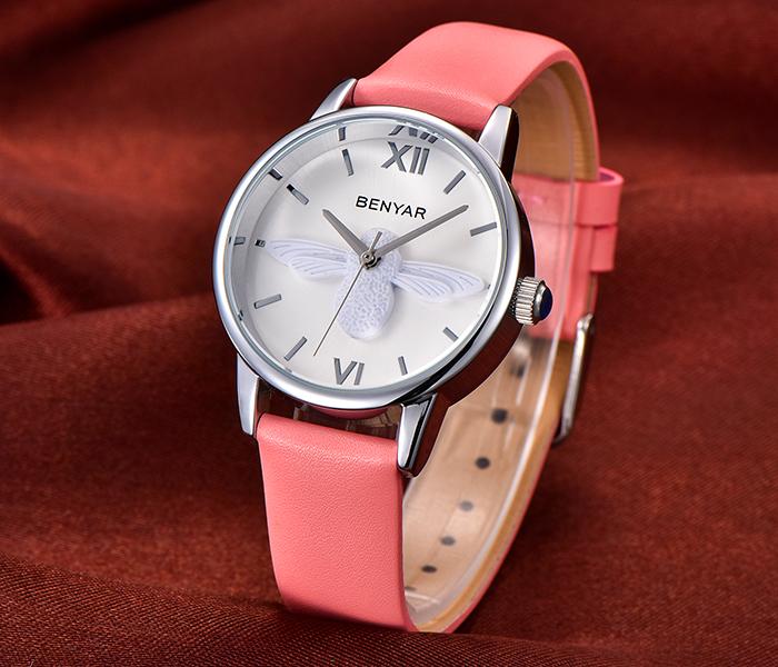 Benyar 5118 Ladies Quartz Watches Water Resistant Pink And White - Zoom Image 2