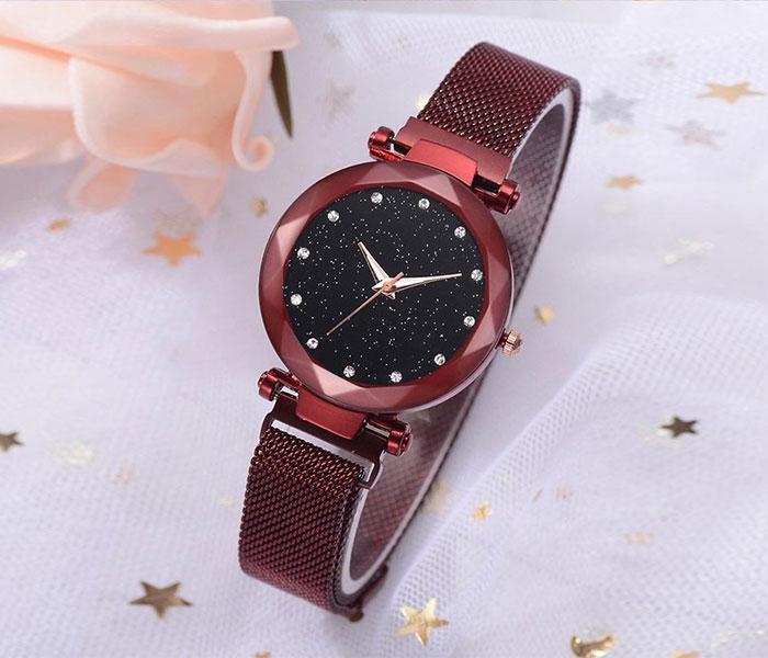 Zenalex MH2463 Luxury Magnetic Starry Sky Female, Quartz Wristwatch Fashion For Ladies - Red - Zoom Image 3