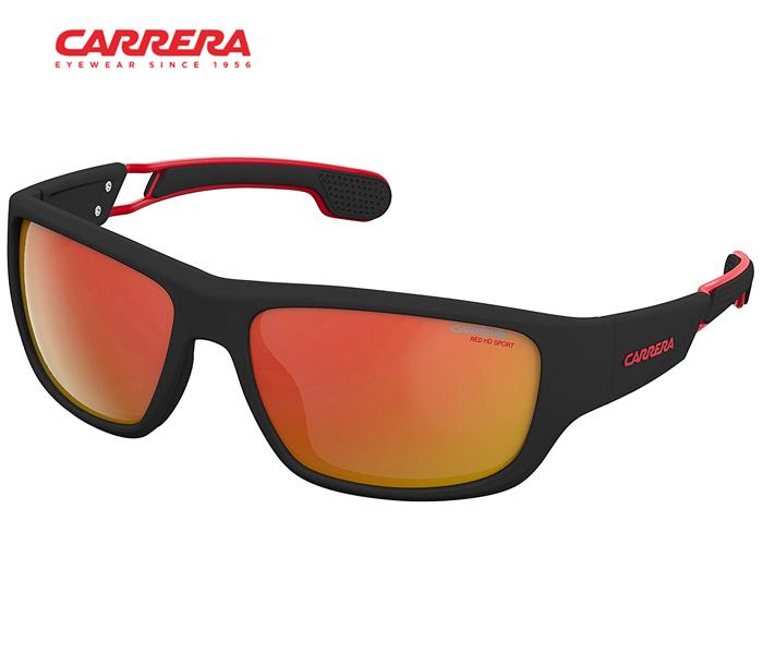 Carrera Mirrored Rectangle Sunglasses CARRERA 4008/S 003 57W3 For Men Matte Black With Red Mirrored HD Lens - Zoom Image 1