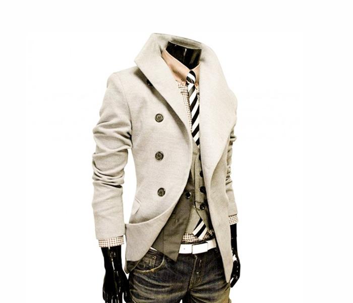 Long Sleeves Coat For Men, Size Small - Off White - Zoom Image