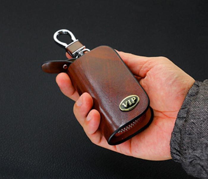 3XR Genuine Leather Car Key Chain Wallets - BROWN - Zoom Image 1