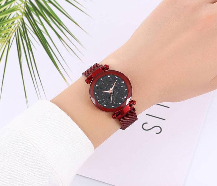 Zenalex MH2463 Luxury Magnetic Starry Sky Female, Quartz Wristwatch Fashion For Ladies - Red - Zoom Image 4