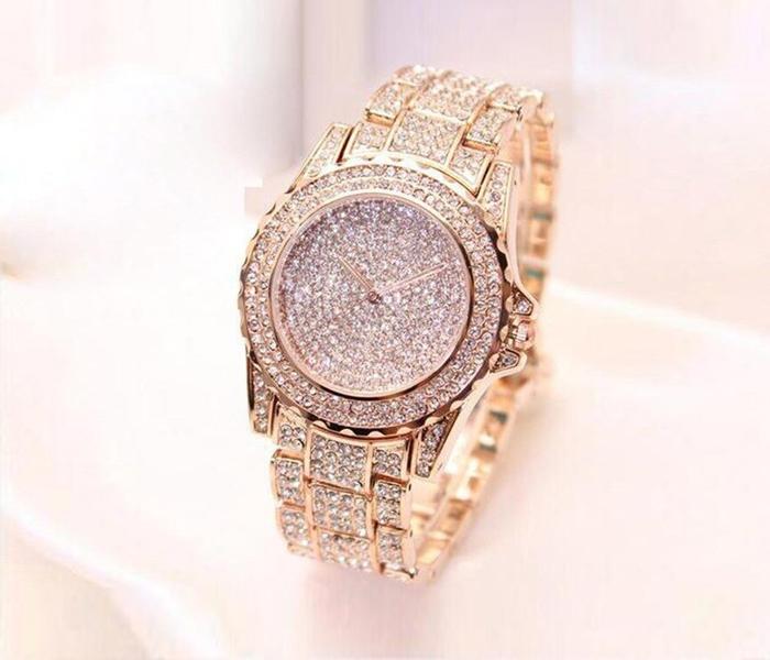 Geneva Luxury Full Diamonds Fashion Stainless Steel Watch For Women - Rose Gold - Zoom Image 2