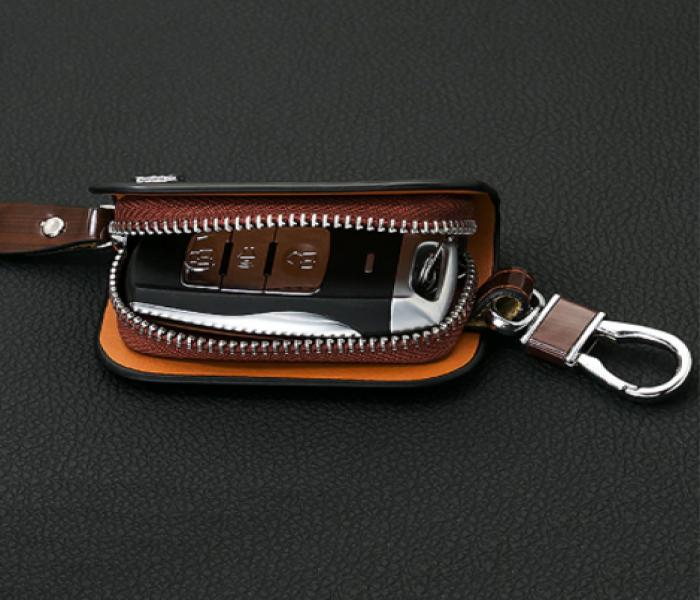 3XR Genuine Leather Car Key Chain Wallets - BROWN - Zoom Image 3