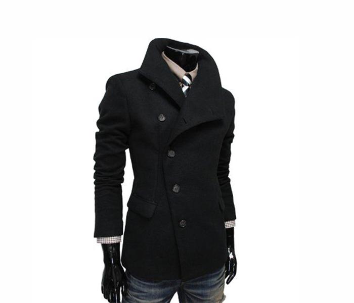 Long Sleeves Coat For Men, Size Large - Black - Zoom Image