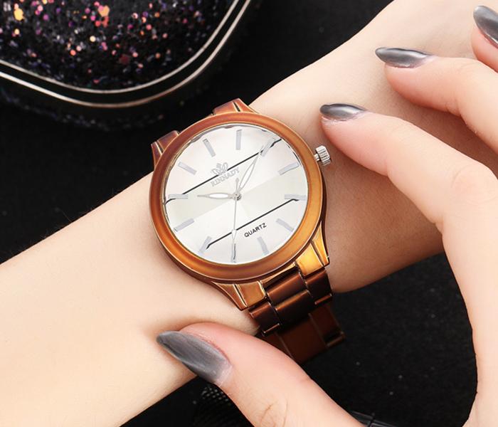 Rinnady Watch Luxury Colored Stainless Steel Strap Quartz Watch For Ladies - Brown - Zoom Image 2