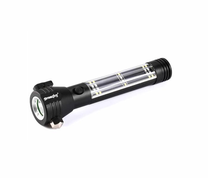 3W Solar Power LED Flash Light - Black - Zoom Image 1