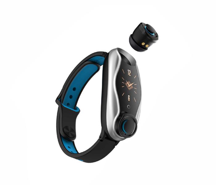 2 in 1 T90 Smart Fitness Bracelet With TWS Bluetooth Earphone - Silver - Zoom Image 5