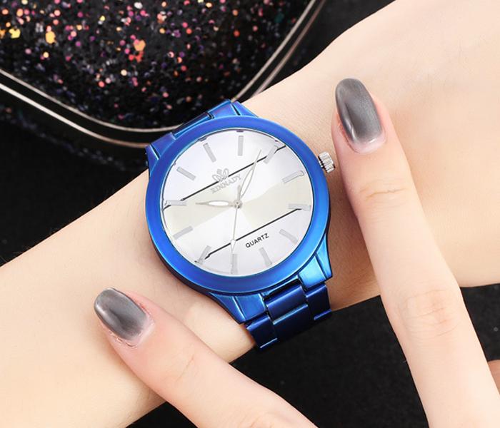 Rinnady Watch Luxury Colored Stainless Steel Strap Quartz Watch For Ladies - Blue - Zoom Image 2