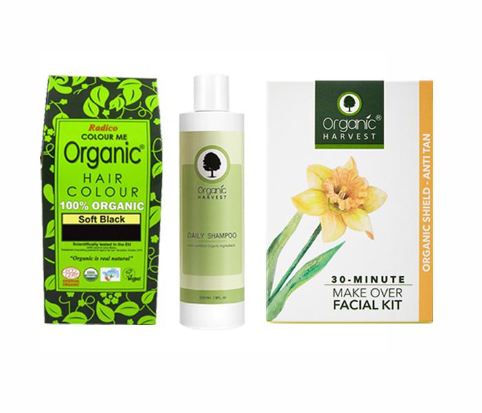 Soft Black Hair Colour + Daily Shampoo + Organic Shield Anti Tan Facial Kit - Zoom Image