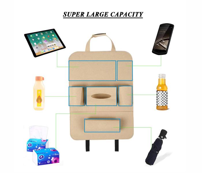 Auto Car Seat Back Multi-Pocket Travel Storage Hanging Bag Organizer Holder - Beige - Zoom Image 2