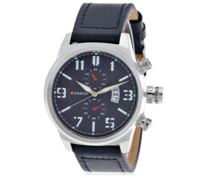 Curren 8200 Casual Rolling Date Screen Quartz Watch For Men Silver And Black - Zoom Image