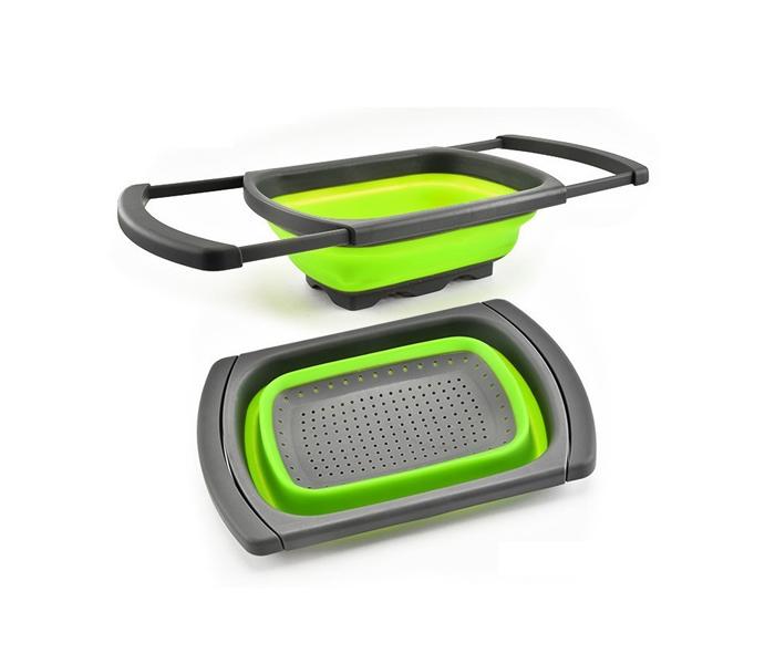 Silicone Foldable Kitchen Drain Basket Colander - Green - Zoom Image 4