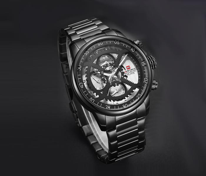 Naviforce NF9150 Luxury Chronograph Stainless Steel Strap Watch For Men - Black - Zoom Image 1