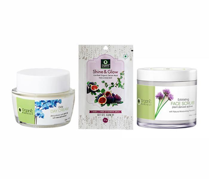 Exfoliating Face Scrub + Daily Day Cream + Shine &amp;amp; Glow Serum Mask - Zoom Image