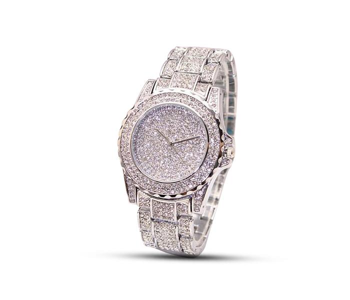 Geneva Luxury Full Diamonds Fashion Stainless Steel Watch For Women - Silver - Zoom Image 1