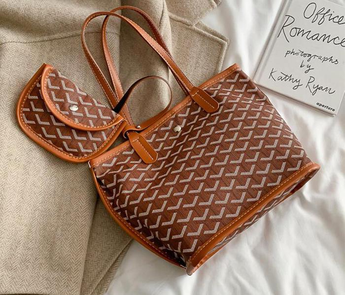 New 2 Pieces Ladies shopping Handbag For Women - Brown - Zoom Image 3