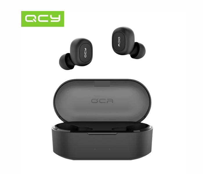 New QCY T2C BT 5.0 TWS Earbuds True Wireless Headphones Noise Cancellation with Dual Mic In-ear Stereo Earphones Sports Headset with Charger Case - Black - Zoom Image 1