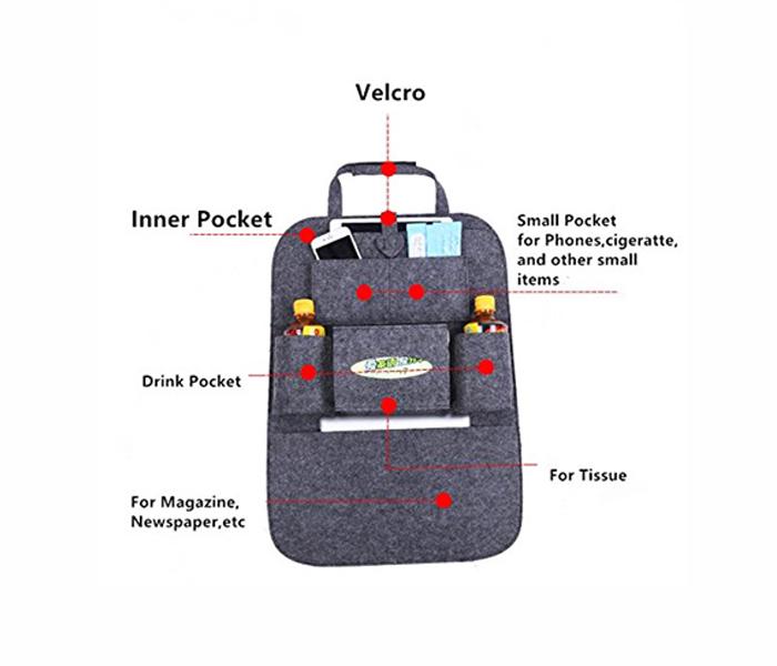 Auto Car Seat Back Multi-Pocket Travel Storage Hanging Bag Organizer Holder - GREY - Zoom Image 2