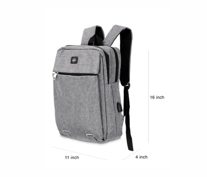 Okko Casual Backpack with USB port, GH-202, 16 Inch For Unisex - Grey - Zoom Image 3