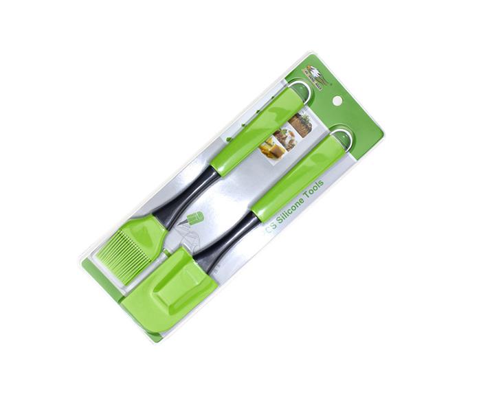 HIGH QUALITY SILICONE SPATULA BRUSH SET OF 2 - GREEN - Zoom Image 2