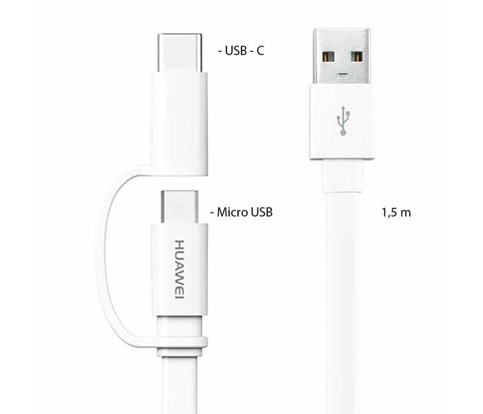 Huawei MUSB cable with TypeC Adaptor HUW-CBL-MUSB+TYPEC-WHI - White - Zoom Image 3